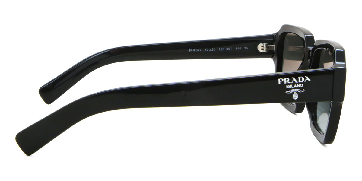 Prada PR02ZS Square Sunglasses in Grey / Black, angle view