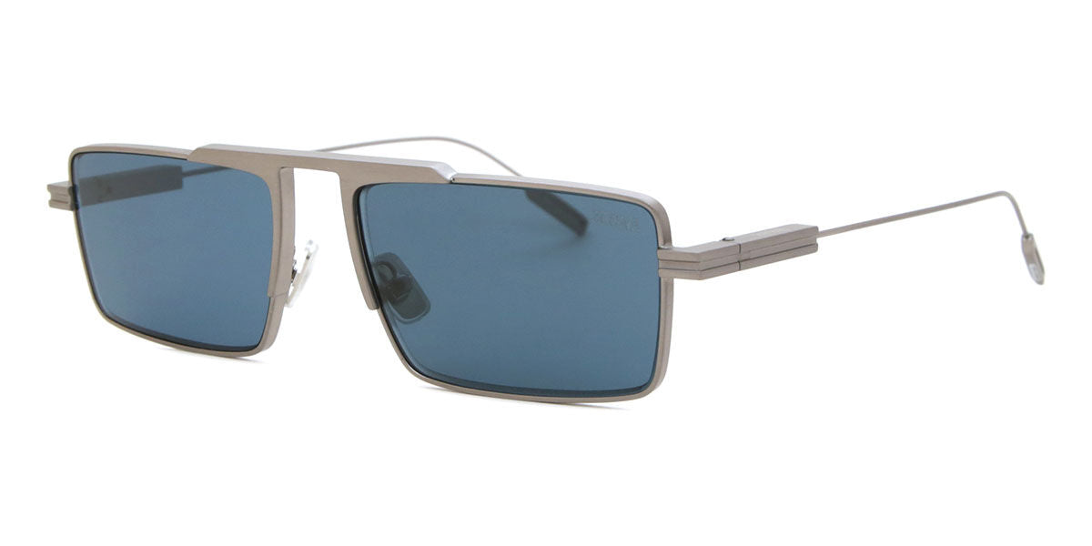Zegna EZ0233/S Rectangle Sunglasses in Blue / Matte Palladium Silver, side view