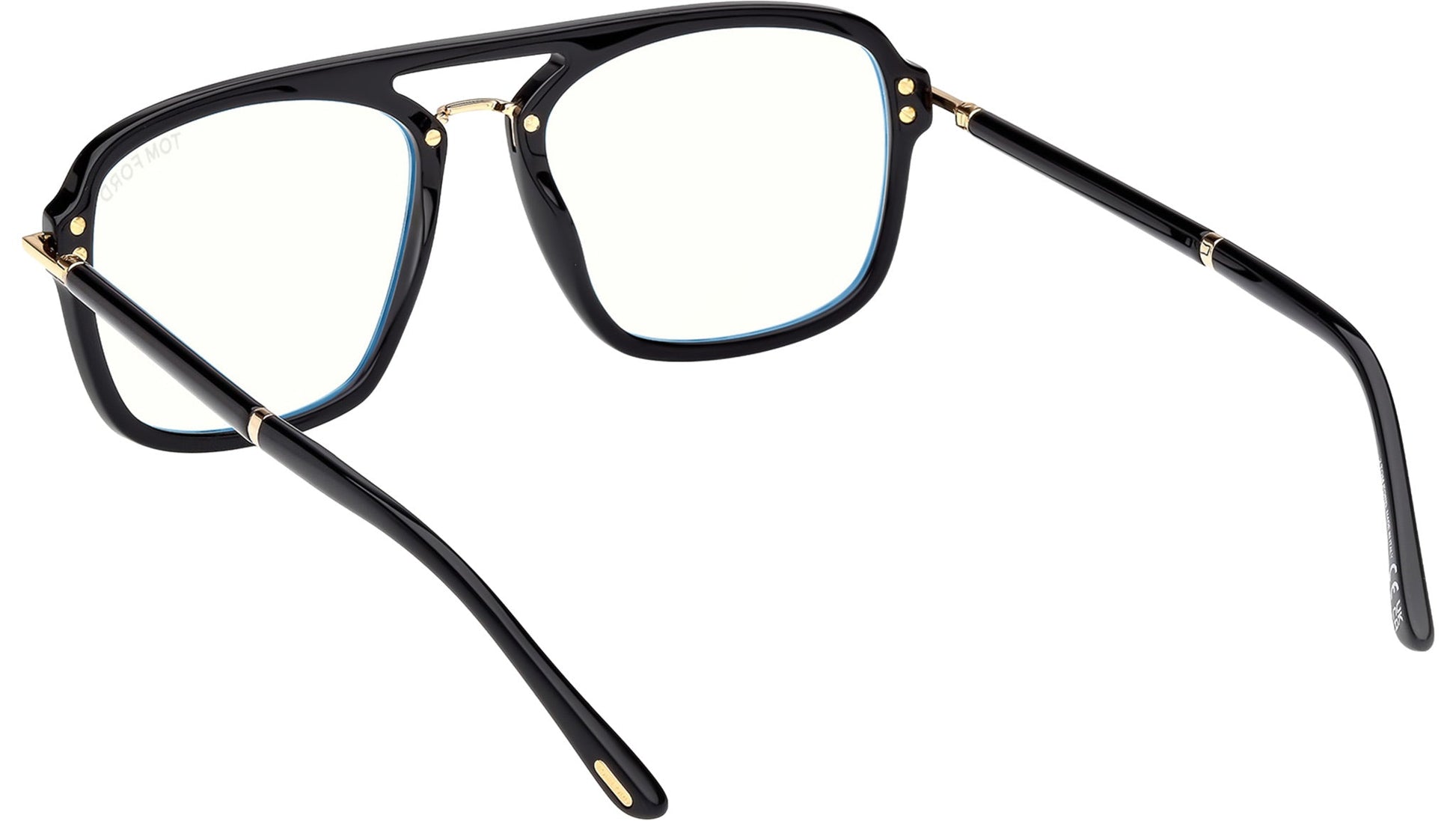Tom Ford TF6086 Pilot Eyeglasses in Clear Lenses With Shiny Black Frame, detail view