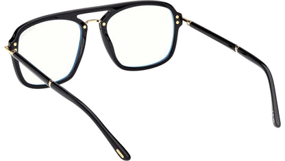 Tom Ford TF6086 Pilot Eyeglasses in Clear Lenses With Shiny Black Frame, detail view
