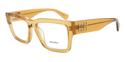 Miu Miu MU02XV Rectangle Eyeglasses in Transparent Orange, side view