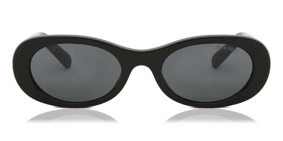 Miu Miu MU06ZS Oval Sunglasses in Dark Grey / Black, front view