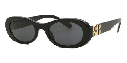 Miu Miu MU06ZS Oval Sunglasses in Dark Grey / Black, side view