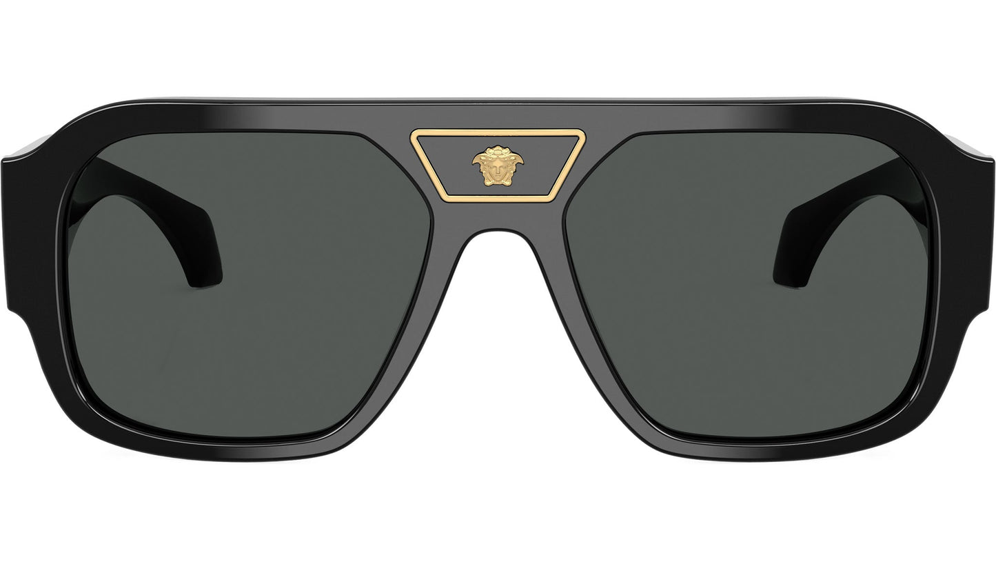 Versace VE4508U/S Square Sunglasses in Solid Grey Lenses With Black Frame, front view
