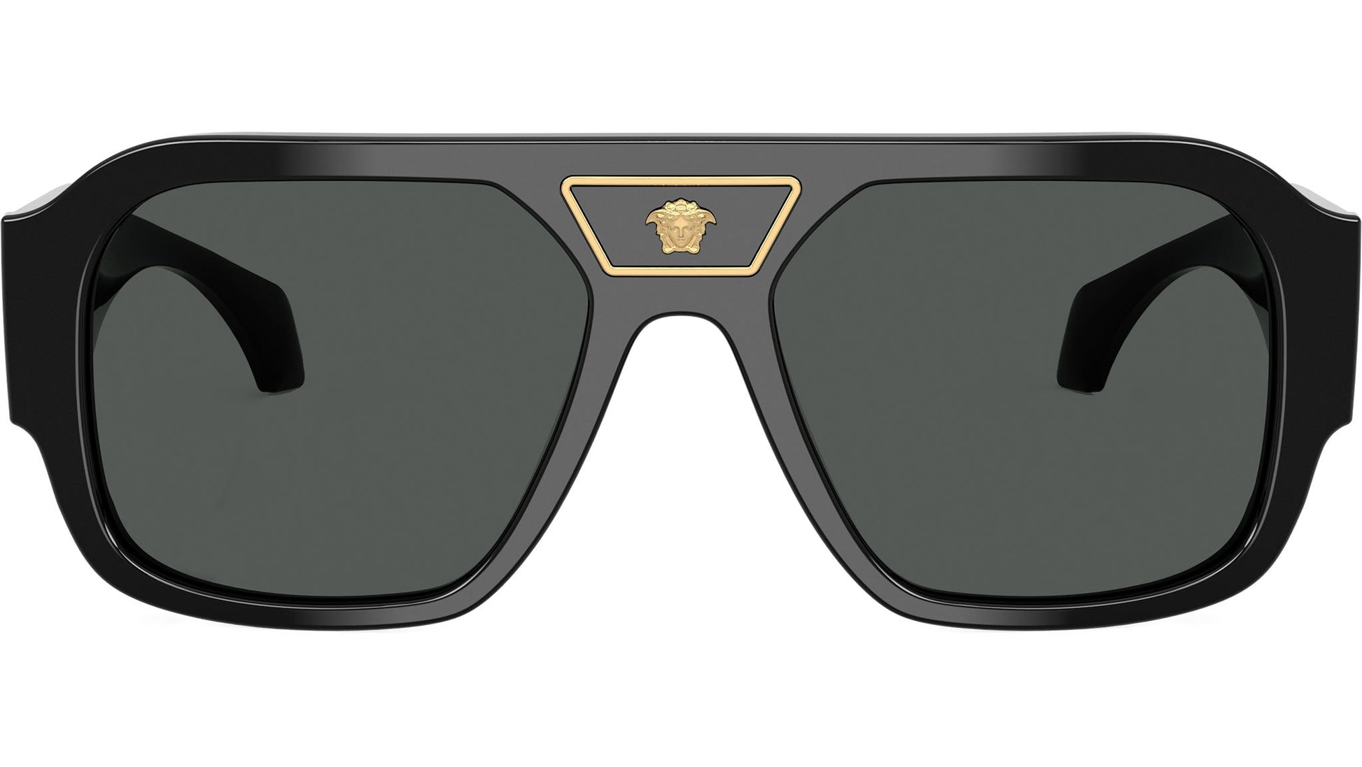 Versace VE4508U/S Square Sunglasses in Solid Grey Lenses With Black Frame, front view