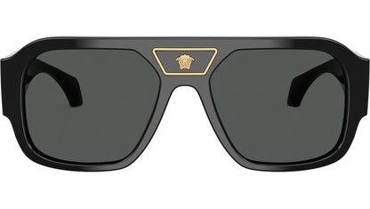 Versace VE4508U/S Square Sunglasses in Solid Grey Lenses With Black Frame, front view