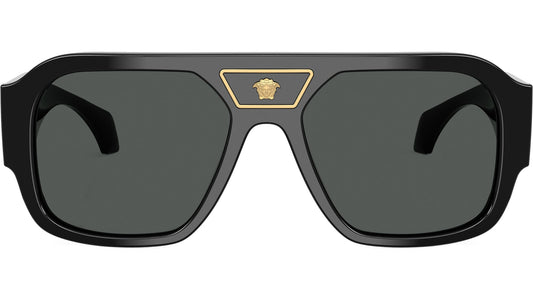 Versace VE4508U/S Square Sunglasses in Solid Grey Lenses With Black Frame, front view