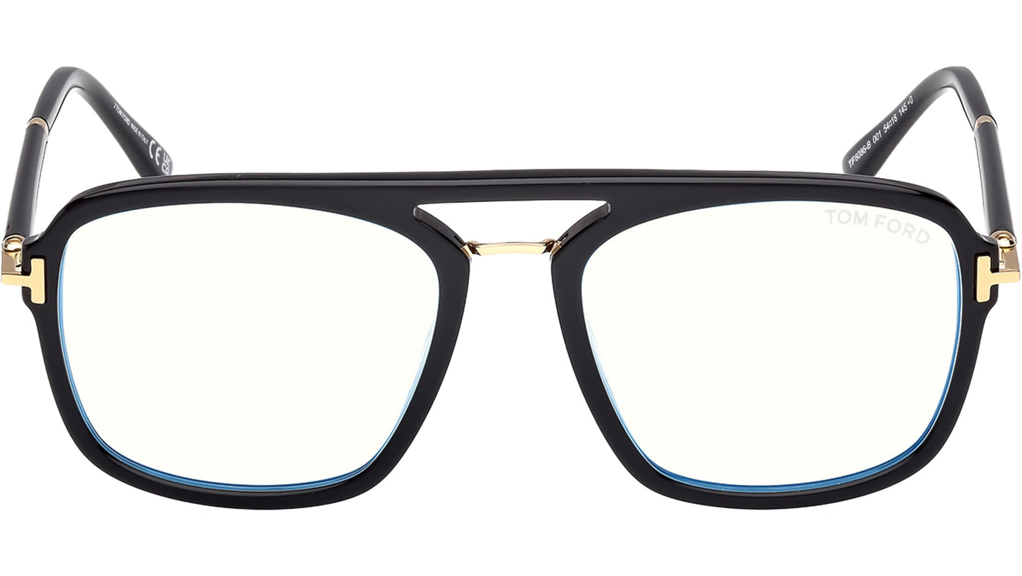 Tom Ford TF6086 Pilot Eyeglasses in Clear Lenses With Shiny Black Frame, front view