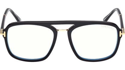 Tom Ford TF6086 Pilot Eyeglasses in Clear Lenses With Shiny Black Frame, front view