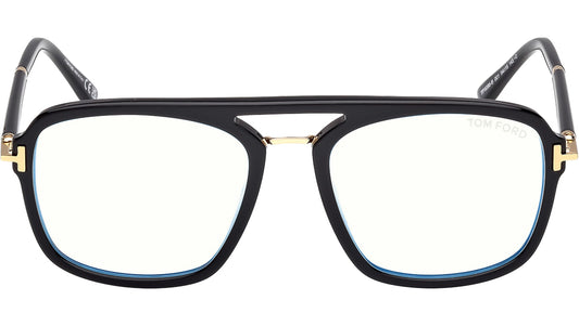 Tom Ford TF6086 Pilot Eyeglasses in Clear Lenses With Shiny Black Frame, front view