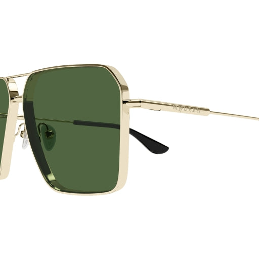 Alexander McQueen AM0500S Aviator Sunglasses in Green Lenses With Gold Frame, angle view
