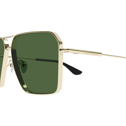 Alexander McQueen AM0500S Aviator Sunglasses in Green Lenses With Gold Frame, angle view