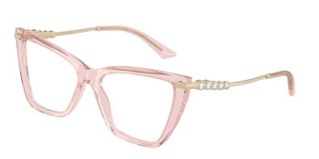 Jimmy Choo JC3020B Cat Eye Eyeglasses in Transparent Pink, angle view