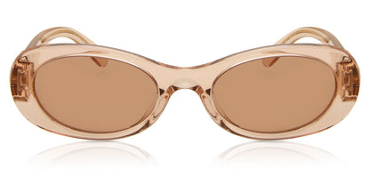 Miu Miu MU06ZS Oval Sunglasses in Dark Brown / Transparent Hazelnut Brown, front view