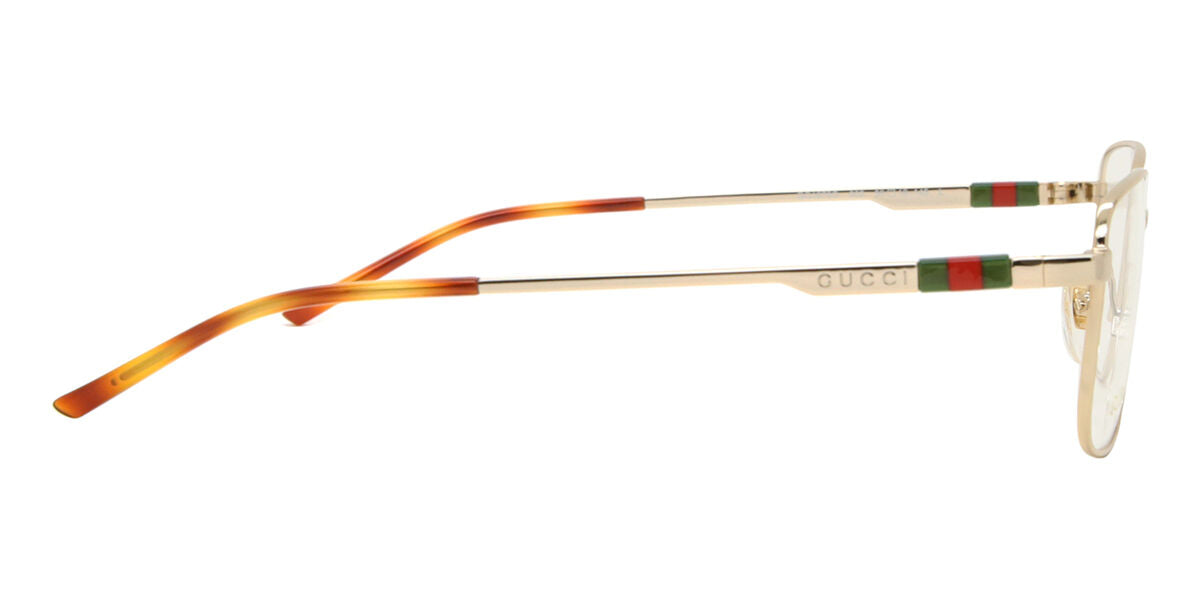 Gucci GG1678O Rectangle Eyeglasses in Clear Gold, angle view