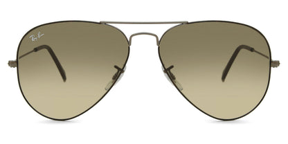 Ray-Ban RB3025 Aviator Sunglasses in Brown Vintage Gradient Black/Tortoise On Gunmetal, front view