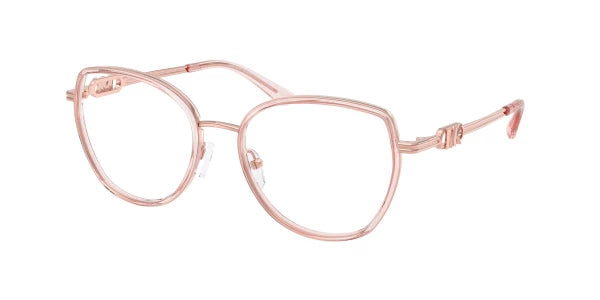 Michael Kors MK3101 Round Eyeglasses in Pink Transparent / Rose Gold, front view