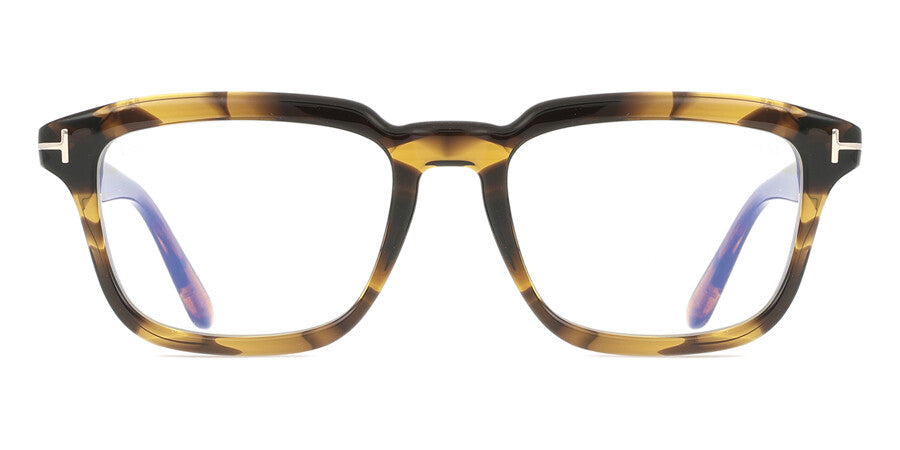 Tom Ford TF6032-B Rectangle Eyeglasses in Striped Yellow Tortoise, front view