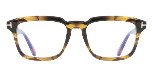 Tom Ford TF6032-B Rectangle Eyeglasses in Striped Yellow Tortoise, front view