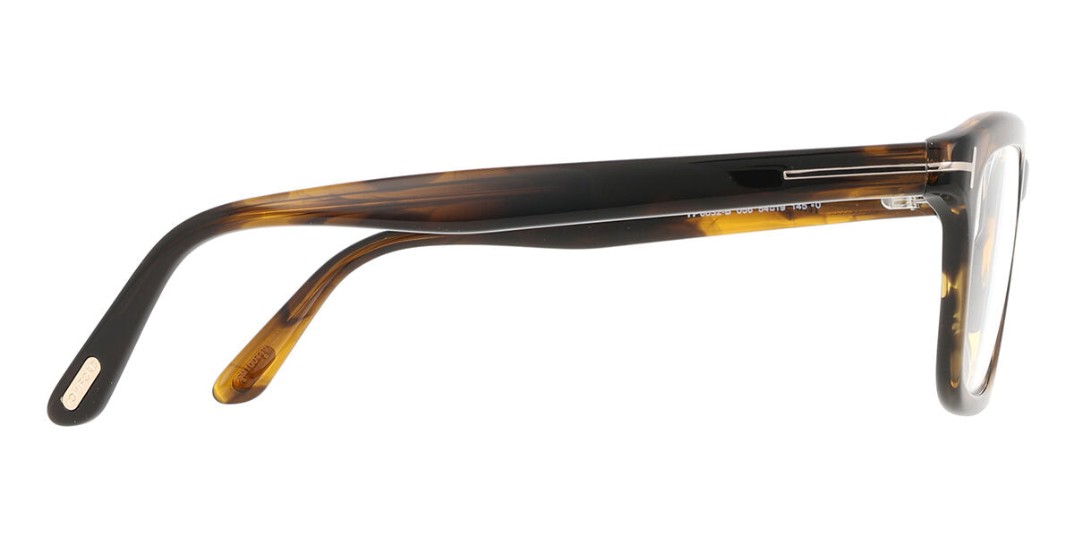 Tom Ford TF6032-B Rectangle Eyeglasses in Striped Yellow Tortoise, angle view