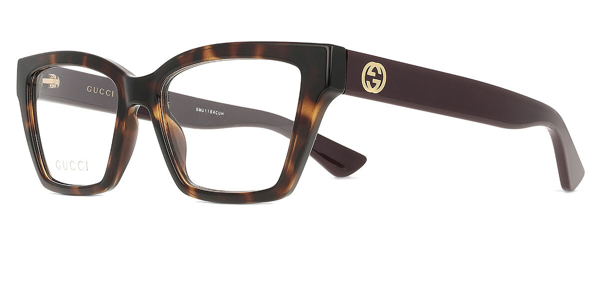Gucci GG1715O Cat Eye Eyeglasses in Transparent / Tortoise (007), side view