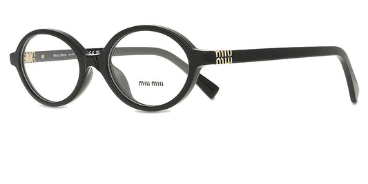 Miu Miu MU01XV Oval Eyeglasses in Black, side view