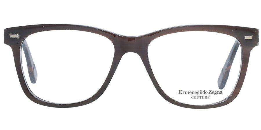 Zegna ZC5016 Square Eyeglasses in Dark Brown Horn, front view