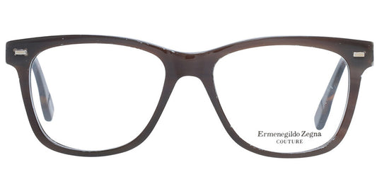 Zegna ZC5016 Square Eyeglasses in Dark Brown Horn, front view