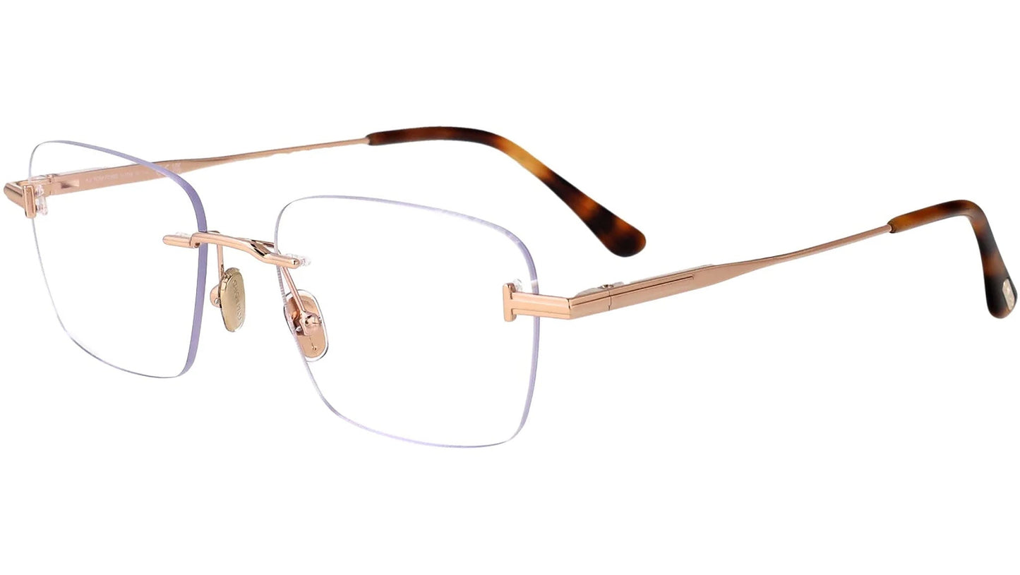 Tom Ford TF6117B Rectangle Eyeglasses in Shiny Rose Gold, angle view