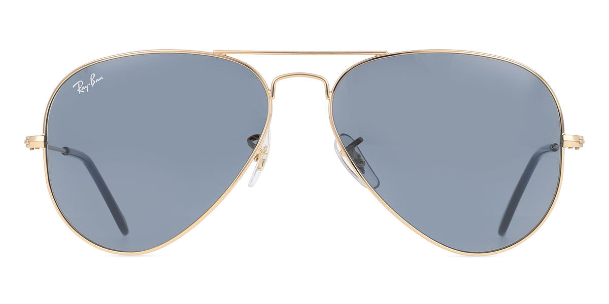 Ray-Ban RB3025 Aviator Sunglasses in Blue Vintage Gradient Black/Arista Gold, front view