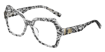 Dolce & Gabbana DG3429 Butterfly Eyeglasses in Pattern Black Lace White, front view
