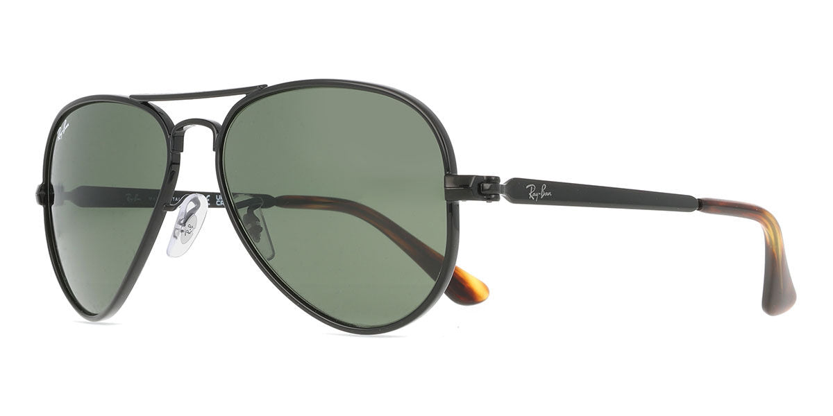 Ray-Ban RB3925 Aviator Sunglasses in Green / Black, side view