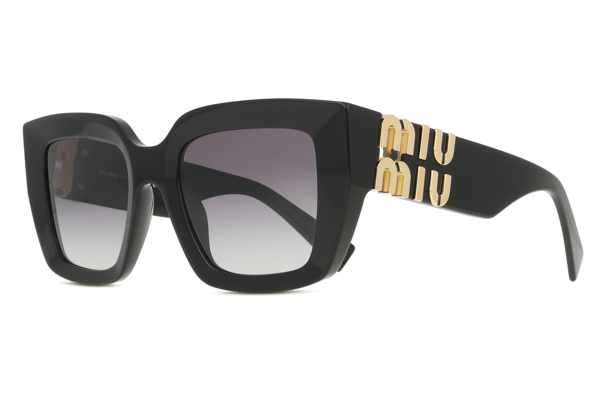 Miu Miu MUB05S Cat Eye Sunglasses in Gradient Grey / Black, side view