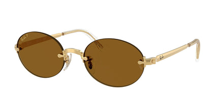 Ray-Ban RB3929 Oval Sunglasses in Dark Brown Polarized / Arista Gold, front view