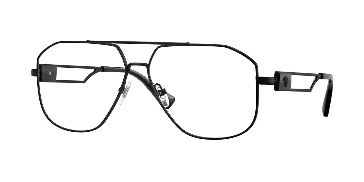 Versace VE1287 Pilot Eyeglasses in Matte Black, front view