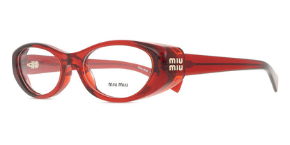 Miu Miu MU03ZV Oval Eyeglasses in Transparent Red, side view