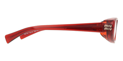 Miu Miu MU03ZV Oval Eyeglasses in Transparent Red, angle view
