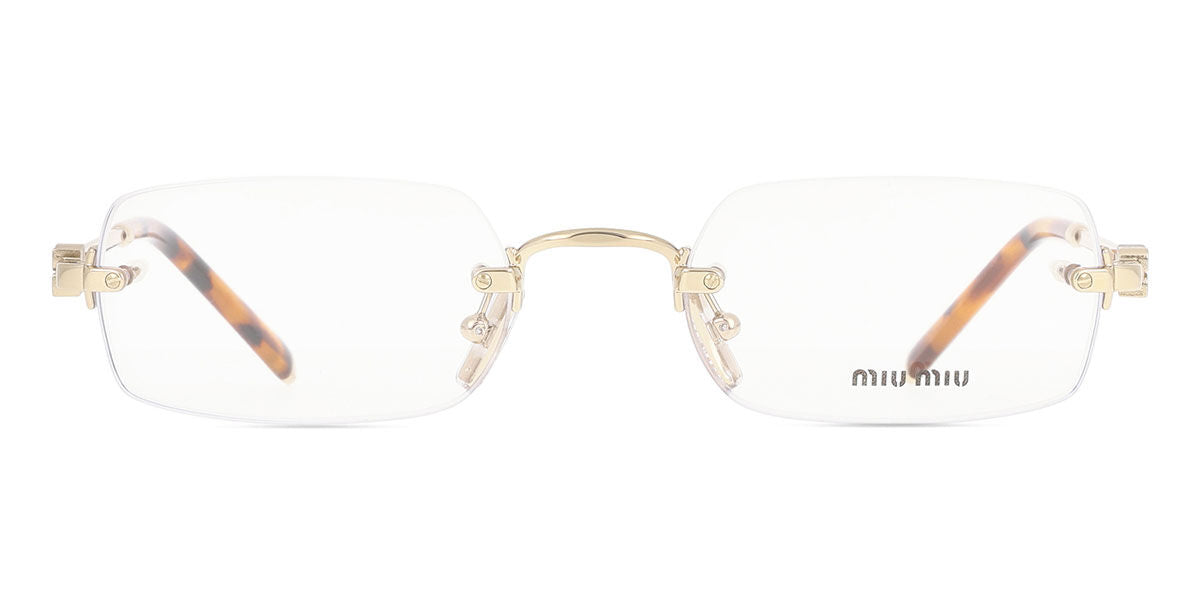 Miu Miu MU50YV Rectangle Eyeglasses in Pale Gold, front view