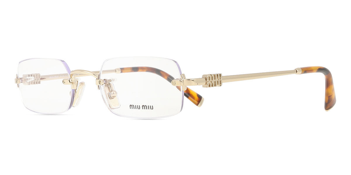 Miu Miu MU50YV Rectangle Eyeglasses in Pale Gold, side view