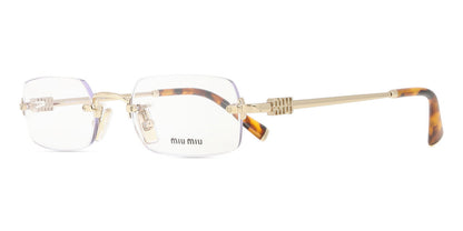 Miu Miu MU50YV Rectangle Eyeglasses in Pale Gold, side view