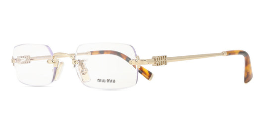 Miu Miu MU50YV Rectangle Eyeglasses in Pale Gold, side view