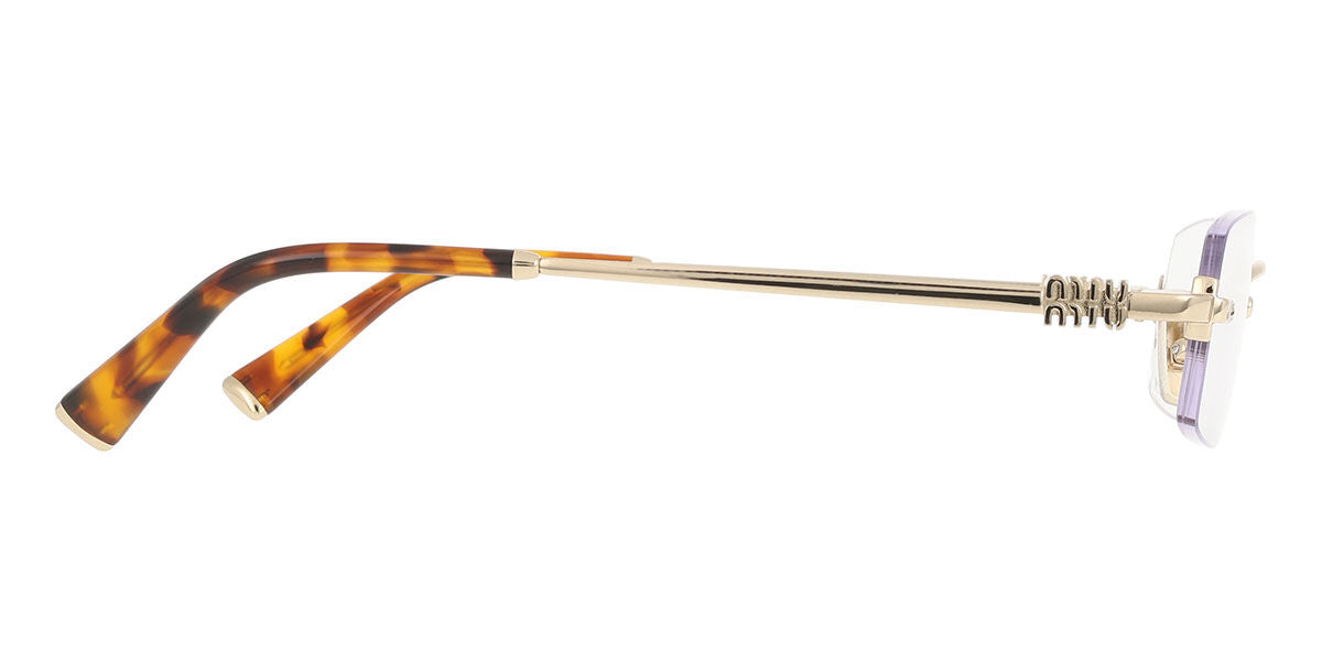 Miu Miu MU50YV Rectangle Eyeglasses in Pale Gold, angle view