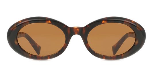 Miu Miu MUB09S Oval Sunglasses in Dark Bronze / Honey Tortoise, front view