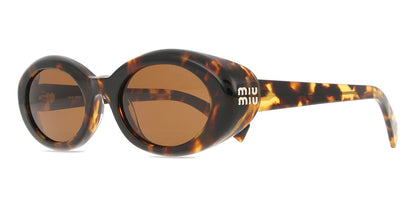 Miu Miu MUB09S Oval Sunglasses in Dark Bronze / Honey Tortoise, side view