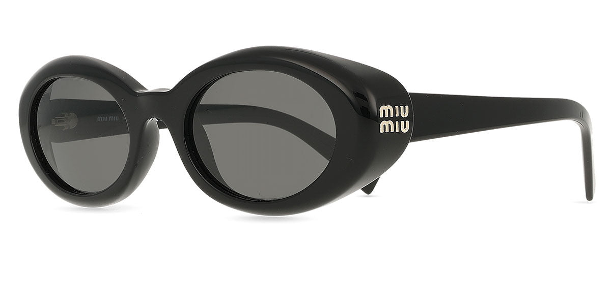 Miu Miu MUB09S Oval Sunglasses in Dark Grey / Black, side view