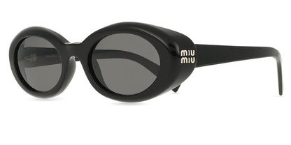 Miu Miu MUB09S Oval Sunglasses in Dark Grey / Black, side view