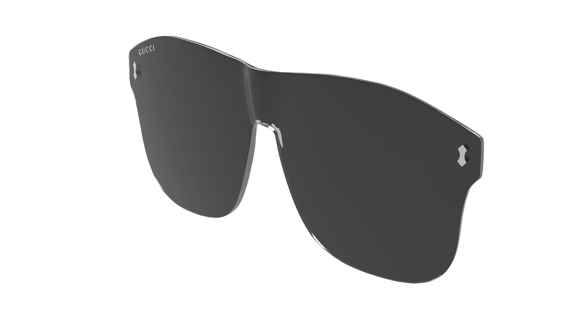 Gucci GG1712S Aviator Sunglasses in Clear And Smoke Lenses With Shiny Black Frame, detail view