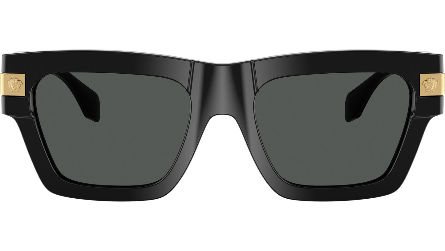 Versace VE4464/S Rectangle Sunglasses in Solid Dark Grey Lenses With Black Frame, front view