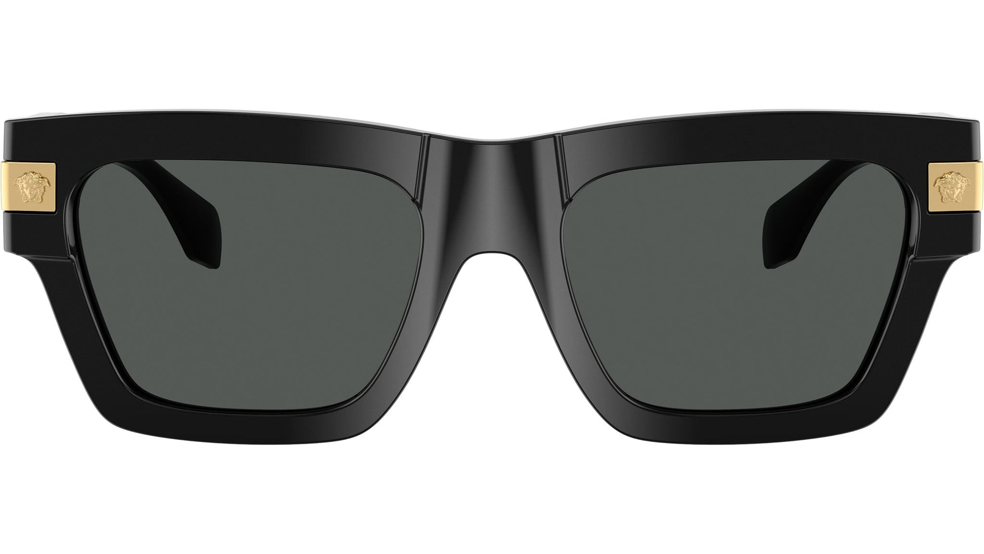 Versace VE4464/S Rectangle Sunglasses in Solid Dark Grey Lenses With Black Frame, front view