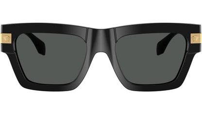 Versace VE4464/S Rectangle Sunglasses in Solid Dark Grey Lenses With Black Frame, front view